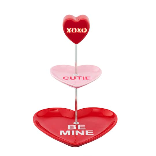 Miss Valentine Tiered Candy Heart Cupcake Plate